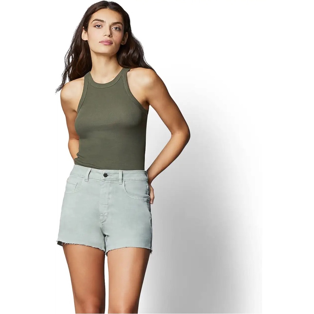 DL1961 Emilie High-Rise Vintage Shorts 4" in Kiwi Raw